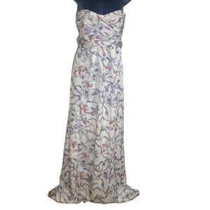 Ted baker London floral fairy whimsical strapless maxi dress draped dopamine